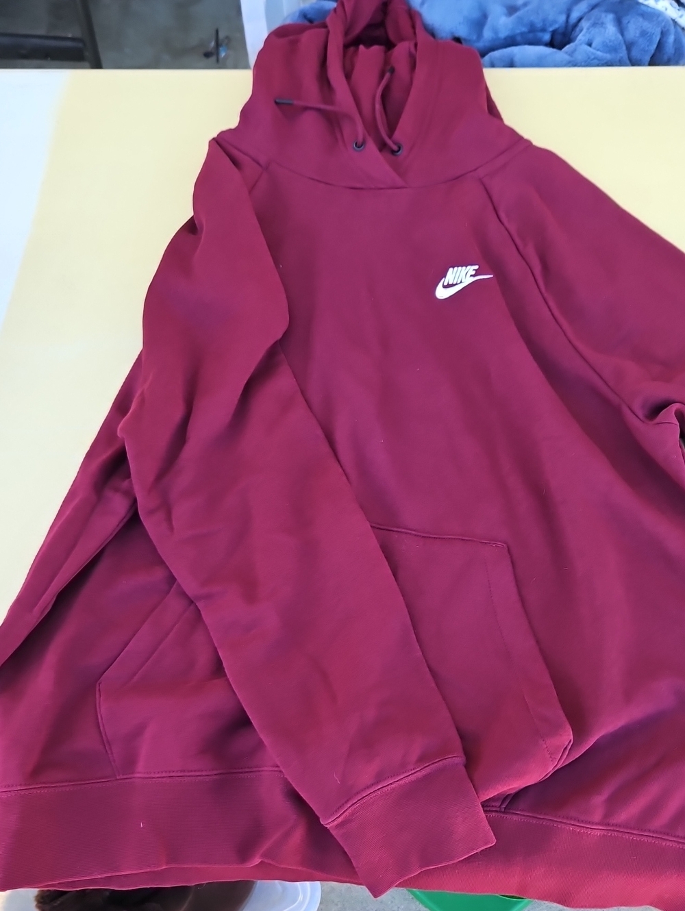 Nike Men's Burgundy Crewneck Hoodie with White Logo